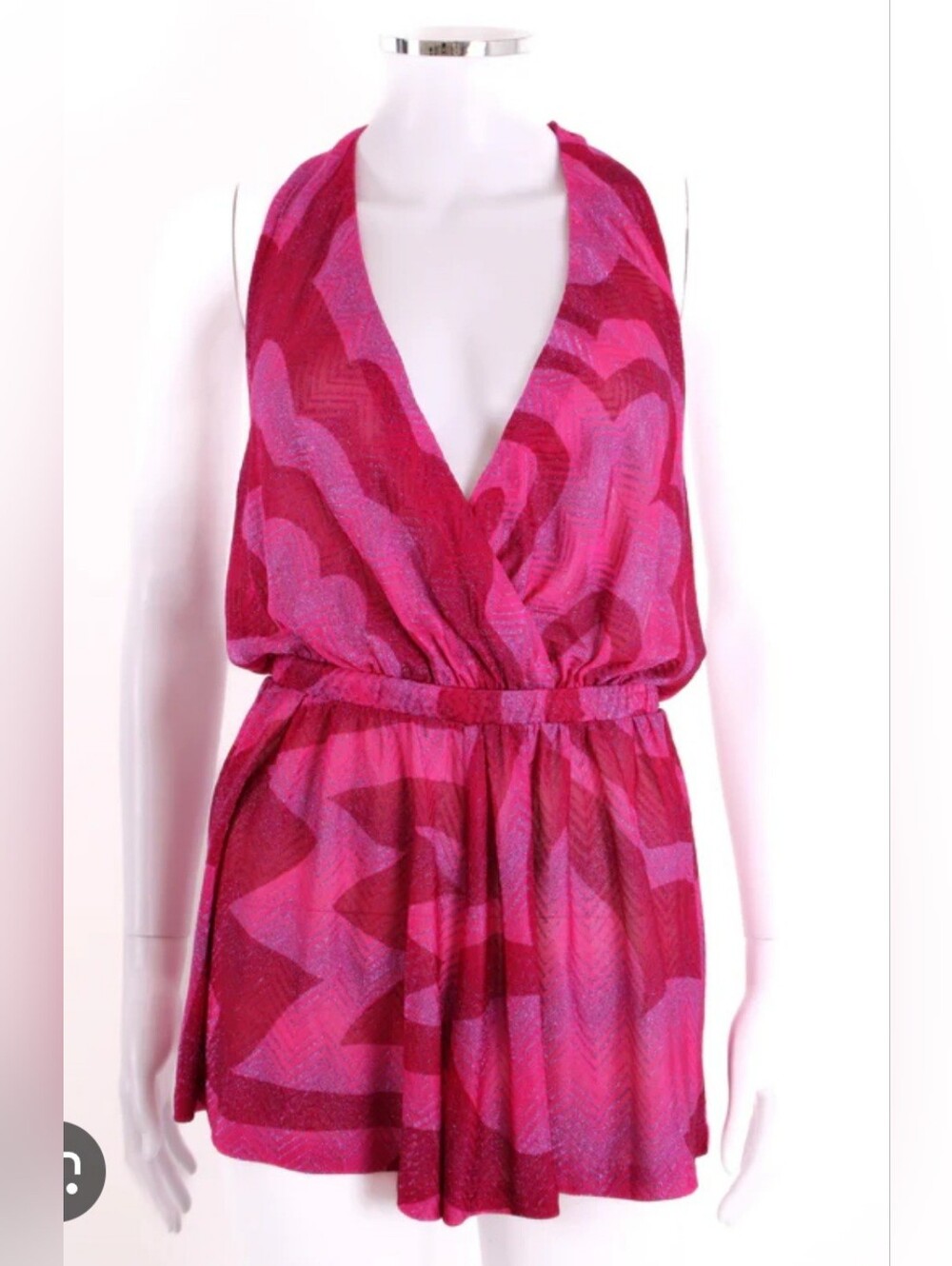 Missoni Mare Pink & Magenta Wave-Print Swim Romper Coverup Size 42